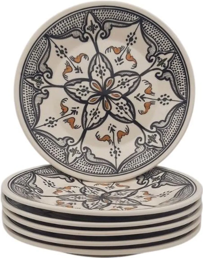 Set di 6 piatti da portata marocchini neri - P 24 cm