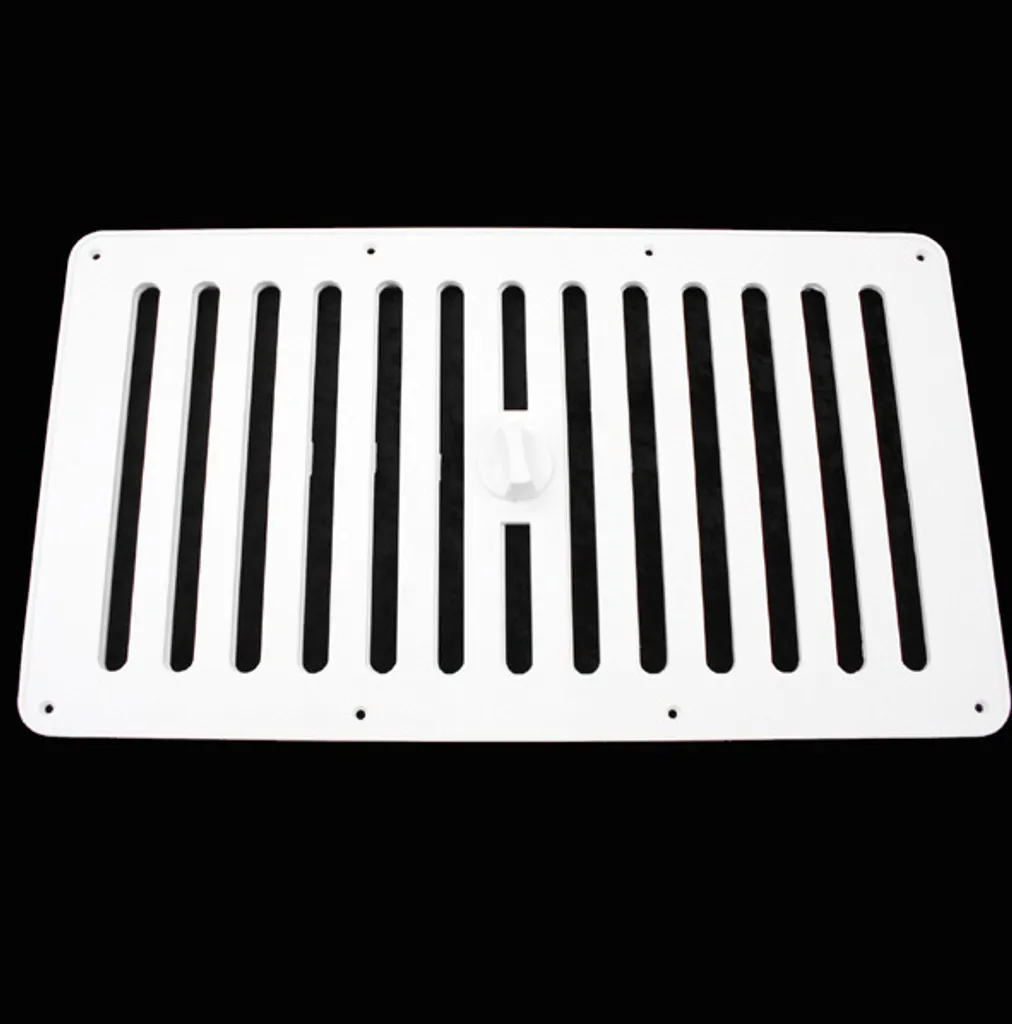 Grille de ventilation coulissante pour aérer caravane et fourgon blanc