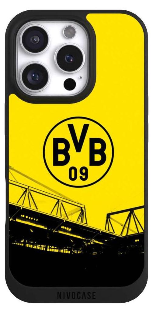NIVOCASE Handyhülle für Apple iPhone 16 Pro Hülle NIVOpure Case Schwarz BVB Borussia Dortmund Fanartikel