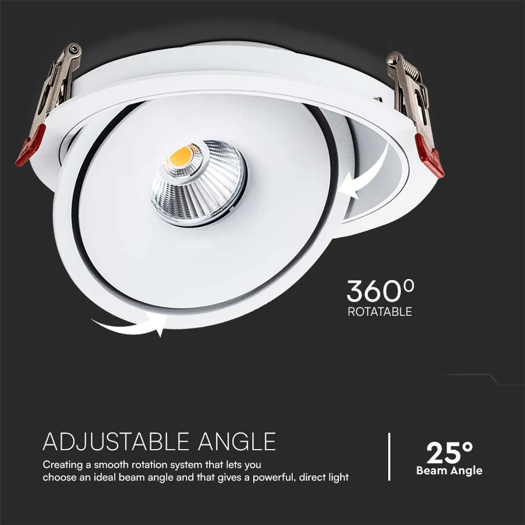 Downlight orientable LED 20W 1408 Lm IP20 réglable blanc 3 teintes