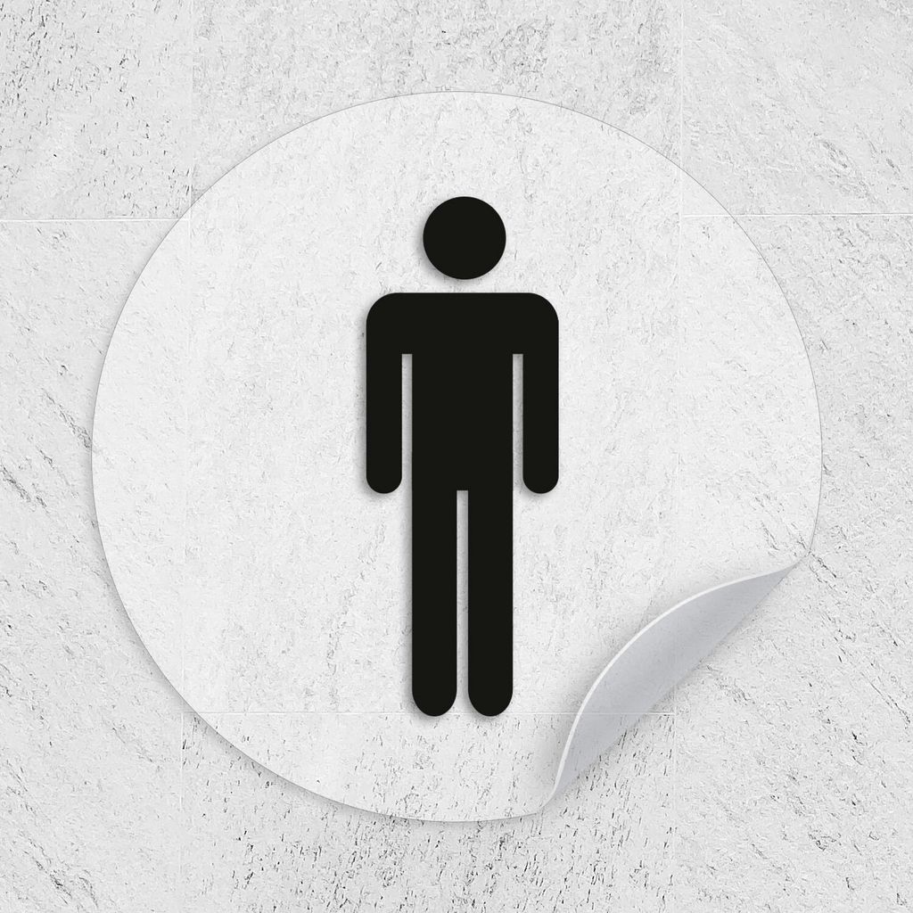 iSecur Aufkleber Toilette WC Mann I Ø 9 cm matt transparent klar I Folie selbstklebend I hin651