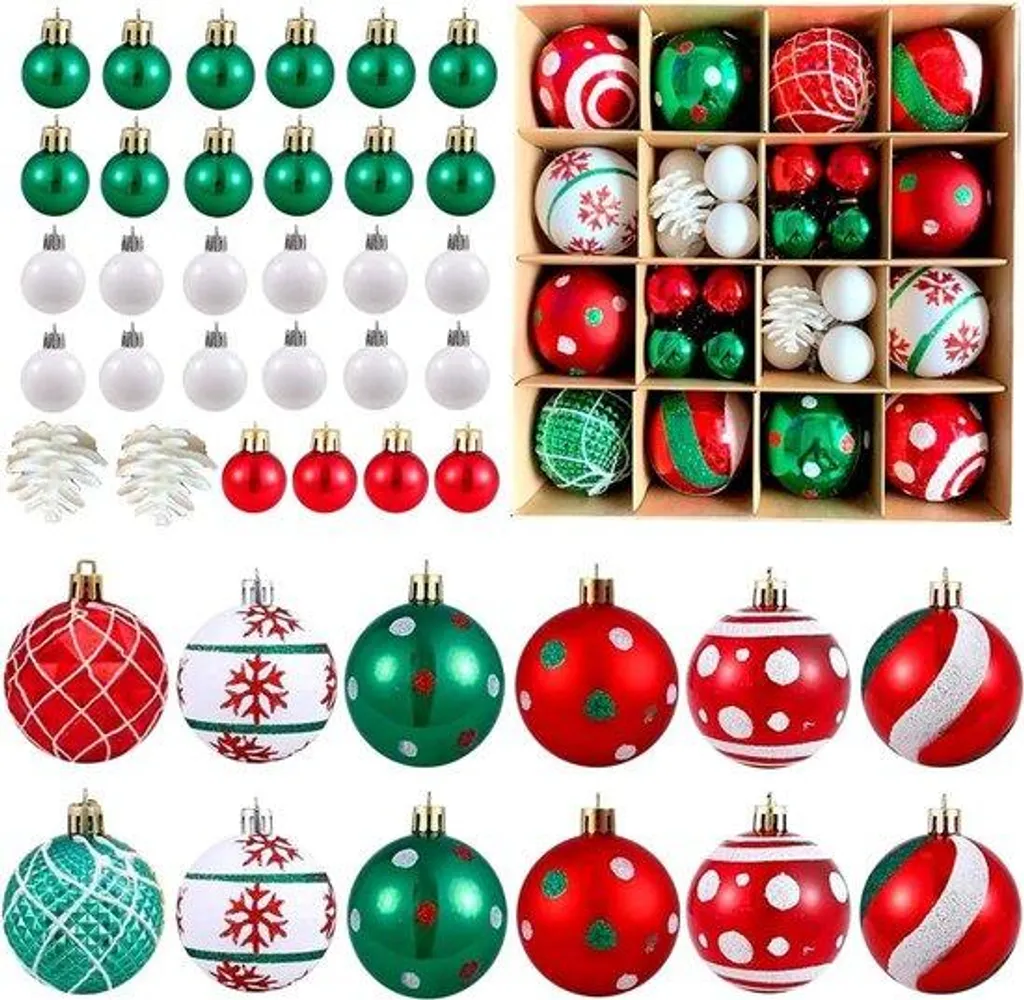 Boules de Noël rouges et vertes antichocs pour enfants et animaux