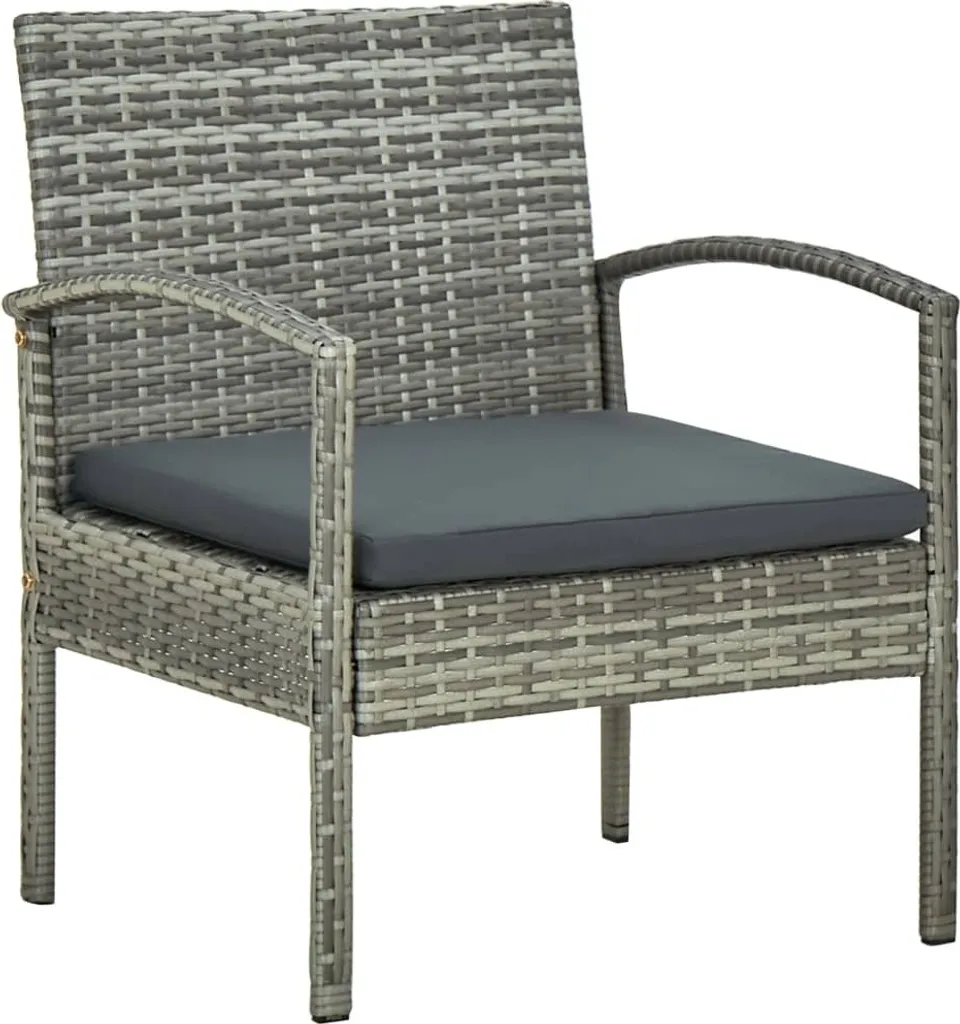 Sedia Giardino Poly Rattan Grigio con Cuscino | The Living Store