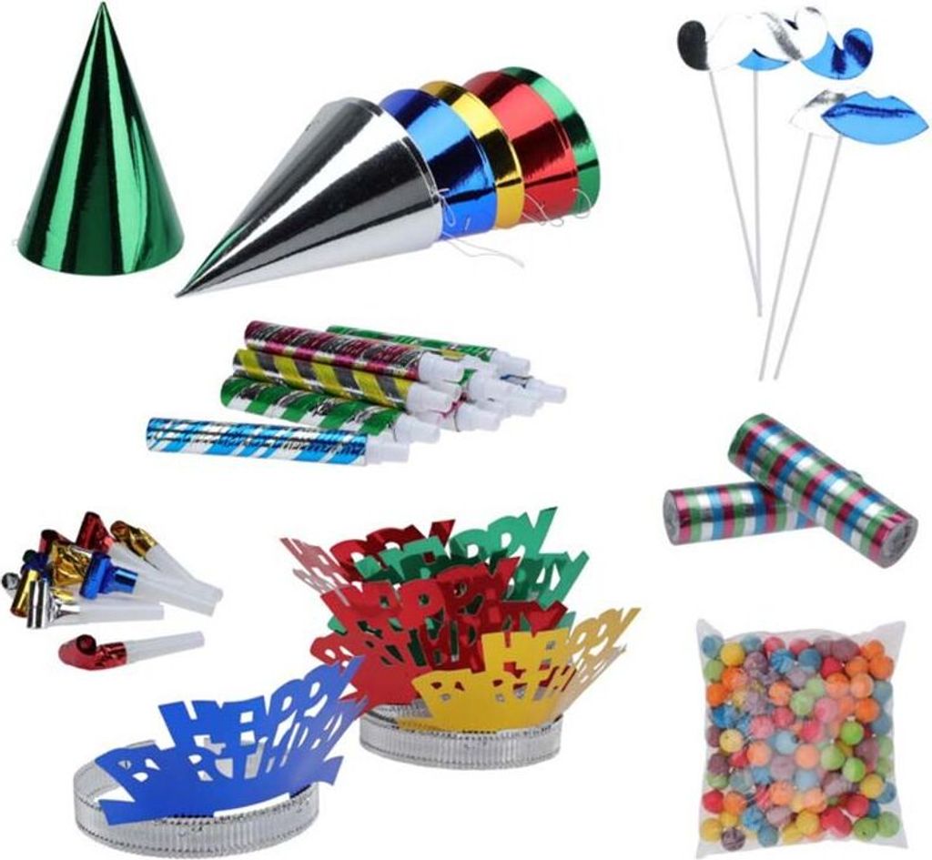 Party-Set für Kinderpartys - Partyhüte, Tröten und mehr - 191-teilig