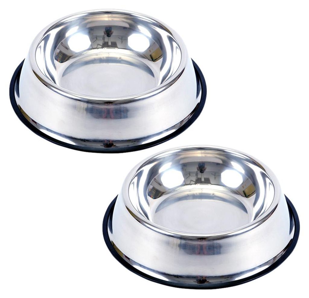 Edelstahl-Hundenäpfe, rutschfeste, stapelbare Futter- und Wassernäpfe für Welpen (2er-Pack), silber