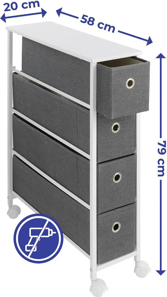 Étagère cuisine mince pour espaces réduits - Chariot de rangement 20 cm