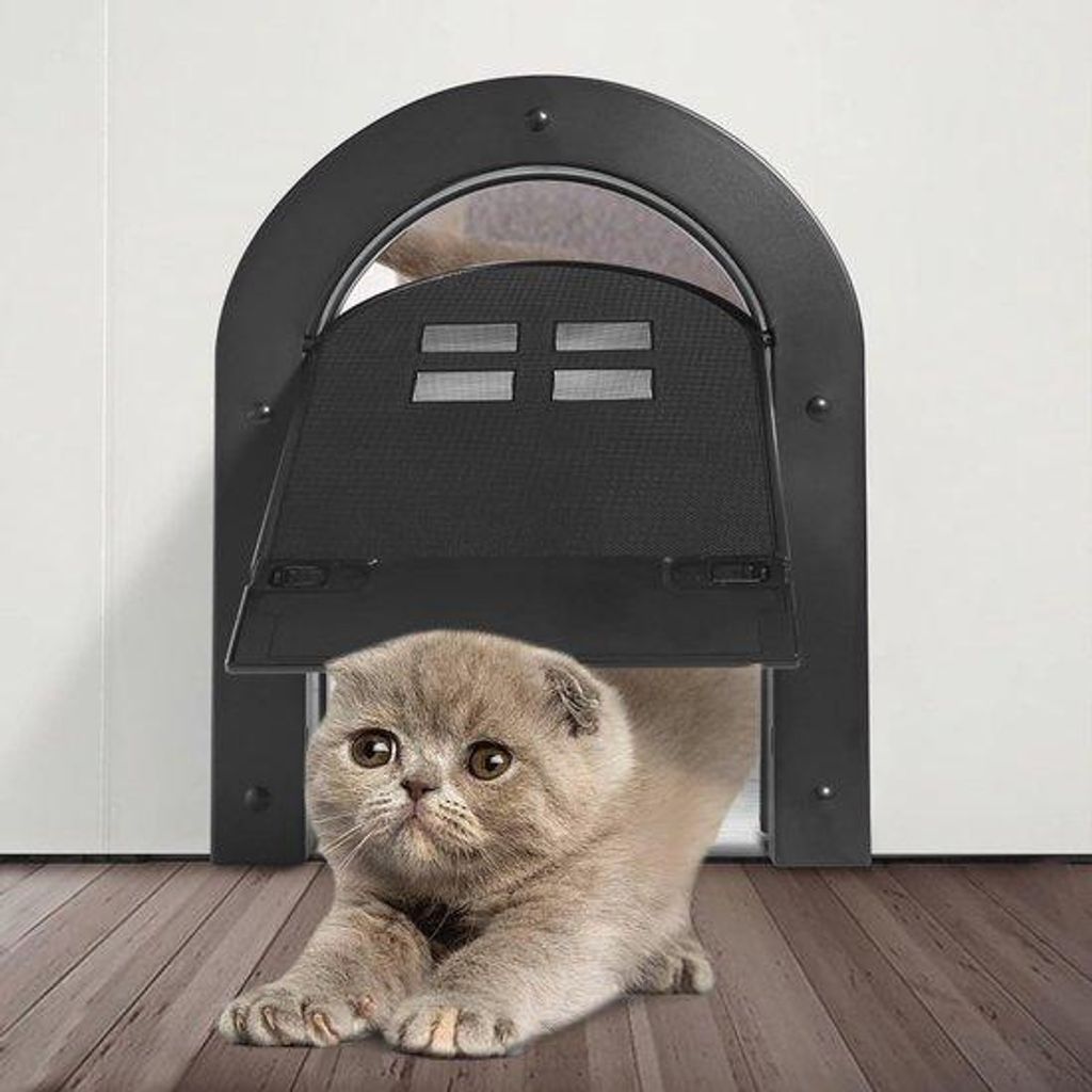 Katzenklappe 2-Wege-Verschluss für bis 9 kg schwarze Innentür