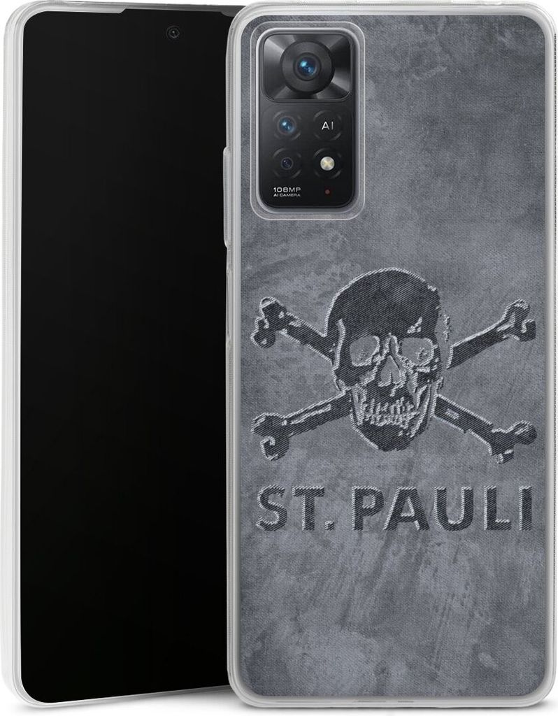 DeinDesign Slim Hülle für Xiaomi Redmi Note 11 Pro 4G Silikon Case Ultra Dünn Handyhülle Beton FC St. Pauli Logo
