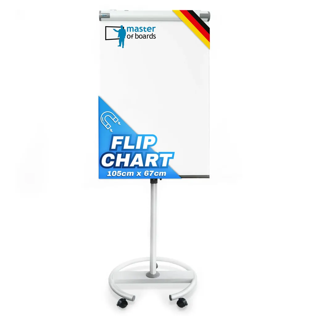 Flipchart mobile Shark à roulettes 73 x 104 cm réglable en hauteur