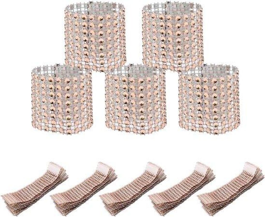 Luxus Serviettenringe Set mit reflektierendem Licht und Klett-Zuschnalle für Feiern