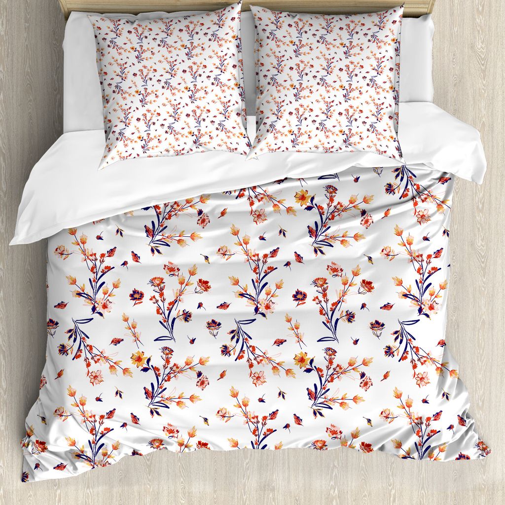 ABAKUHAUS Pflanze Aquarell Bettbezug Set für Einzelbetten, endemisch Blooms, Milbensicher Allergiker geeignet mit Kissenbezug, 200 cm x 200 cm - 8...