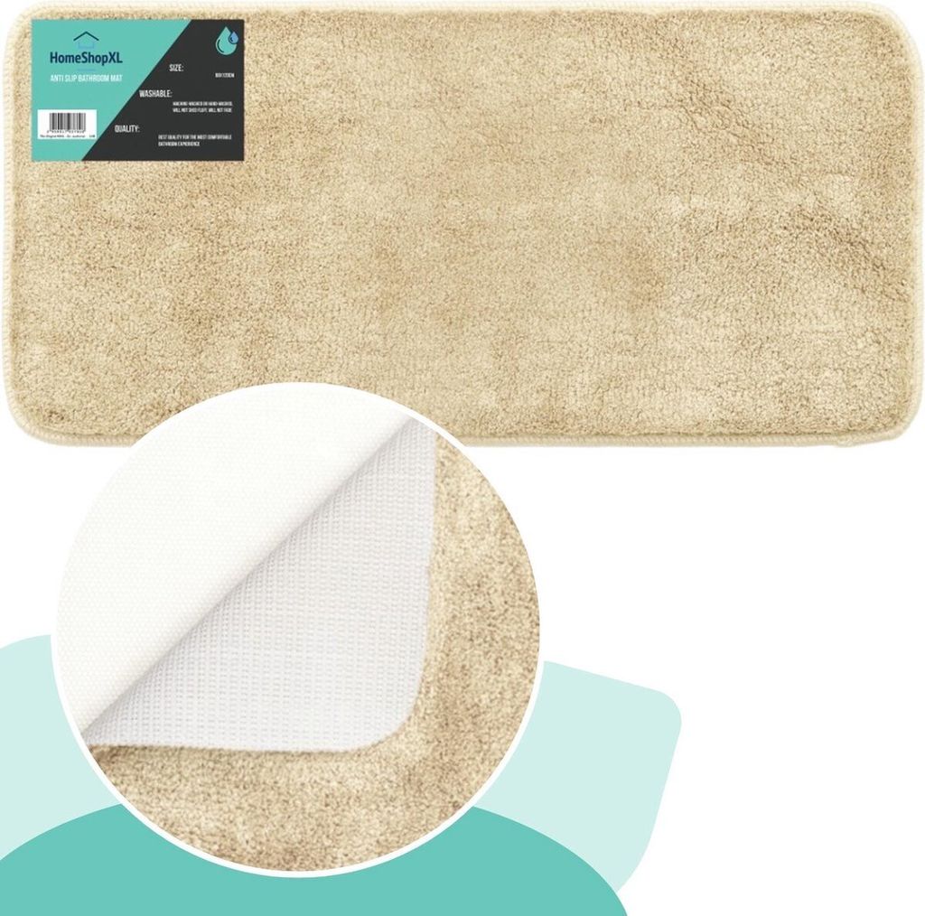 Badematte – 60 x 120 cm – Beige Champagner – große rutschfeste Duschmatte Badezimmermatte oder Toilettenmatte