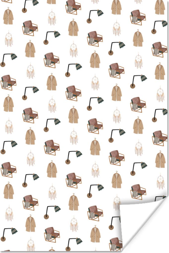 MuchoWow Poster Schlafzimmer - Muster - Grau 40x60 cm - Plakate für die Wand - Poster Babyzimmer