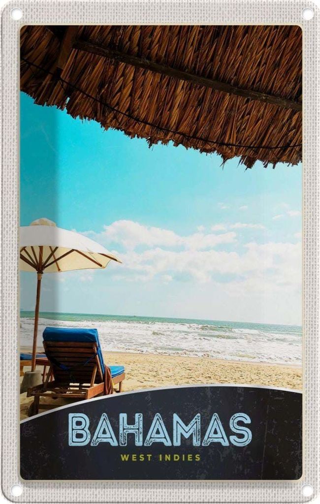 vianmo Blechschild 30x20 cm Bahamas west Indien Sonne Bildmotiv Reisemotiv Abenteuer Reisen Urlaub