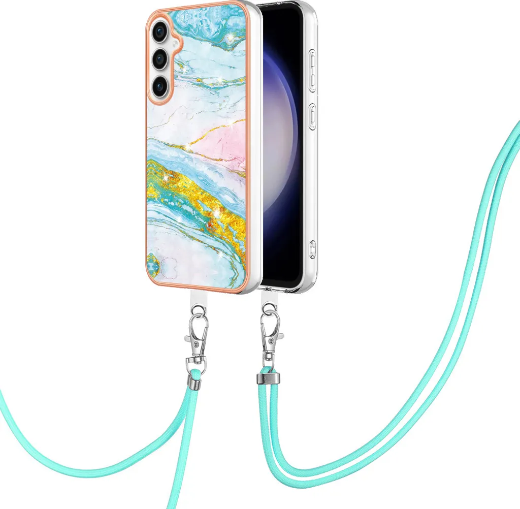 Custodia Viaggio Samsung Galaxy S23 FE Turchese con Tracolla
