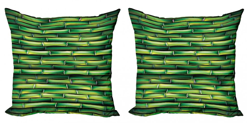ABAKUHAUS Bambus Kissenbezug Set (2Stück), Bild Des Asiatischen Bambusbaum Stammes Zen Style Bild Der Asiatischen Natur Inspiriert, 45x45cm, Grün