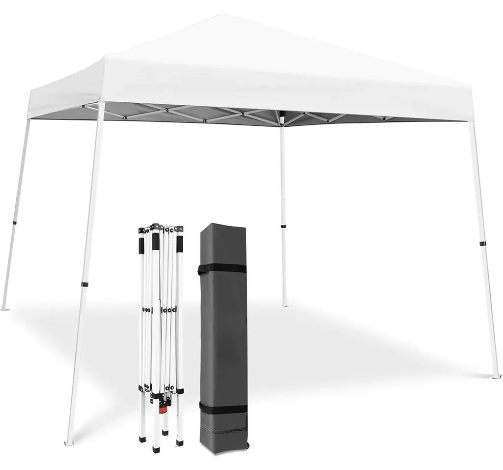 Tente pop-up pliante 3x3m Oxford 150D blanche avec pieds inclinés
