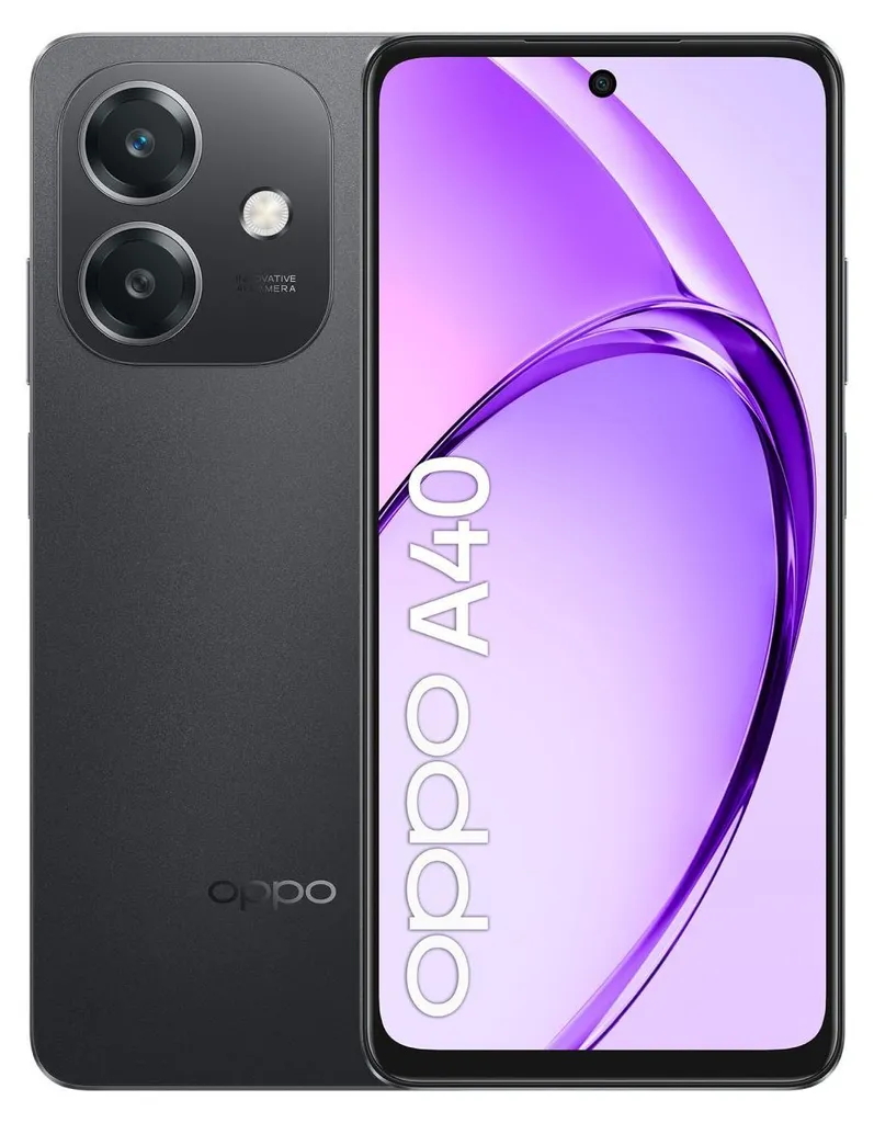 OPPO A40 Smartphone, Fotocamera AI 50MP, Selfie 5MP, Display 6.67 pollici 90HZ LCD HD+, 5100mAh, RAM 4 Esp 8GB +4GB Virtuali +ROM 128GB, IP54, Versione Italia, Sparkle Black