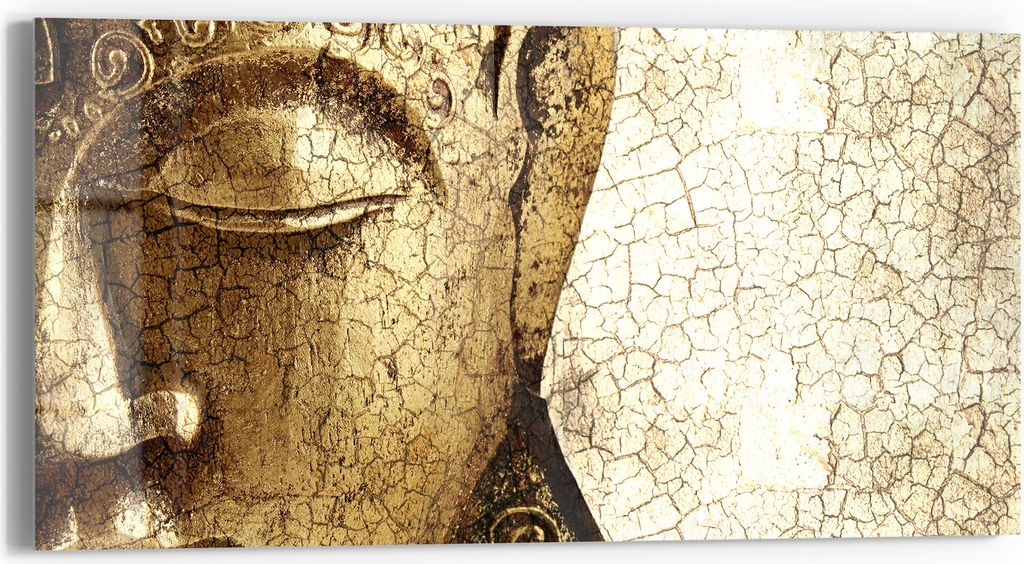 DEQORI Glasbild Echtglas 60x30 cm 'Goldene Ruhe' Wandbild Bild modern Deko