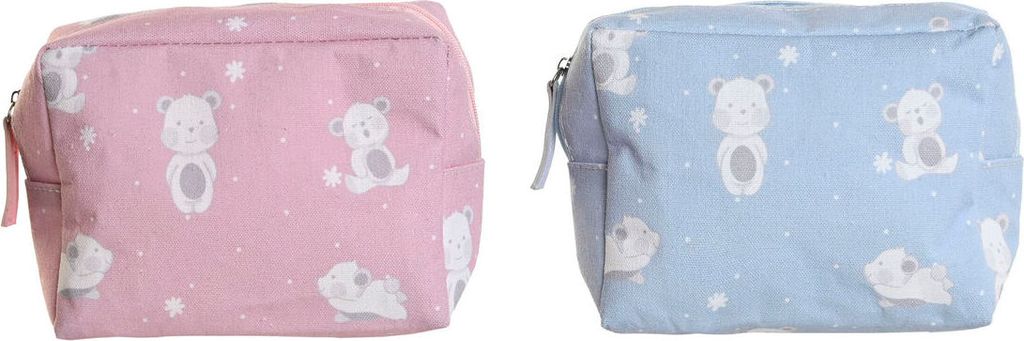 Reise-Toilettentasche DKD Home Decor Blau Weiß grün Rosa polialgodon osos 15 x 6 x 12 cm (2 Stück)