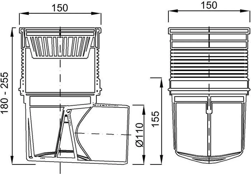 Siphon de balcon et terrasse 15x15 cm avec grille inox anti-odeur - 8