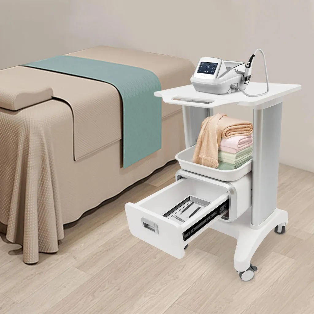 Guéridon à instruments de salon et clinique blanc avec 2 tablettes