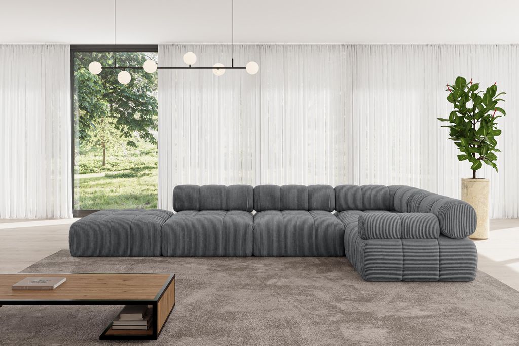 ALTDECOR Modulares Sofa Ecksofa in L-Form - Felto-L2 - 380x190x70 cm Dunkelgrau Corner modular Sofa Eckcouch Couch Wohnlandschaft Cauchsofa Polster...