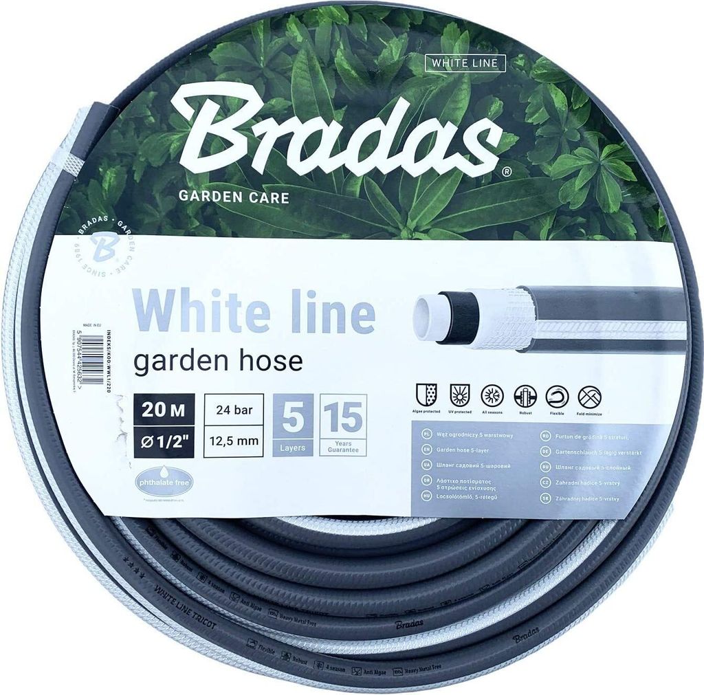 Bradas Gartenschlauch WHITE LINE 1/2" silber/weiß 20 m Produktbild 