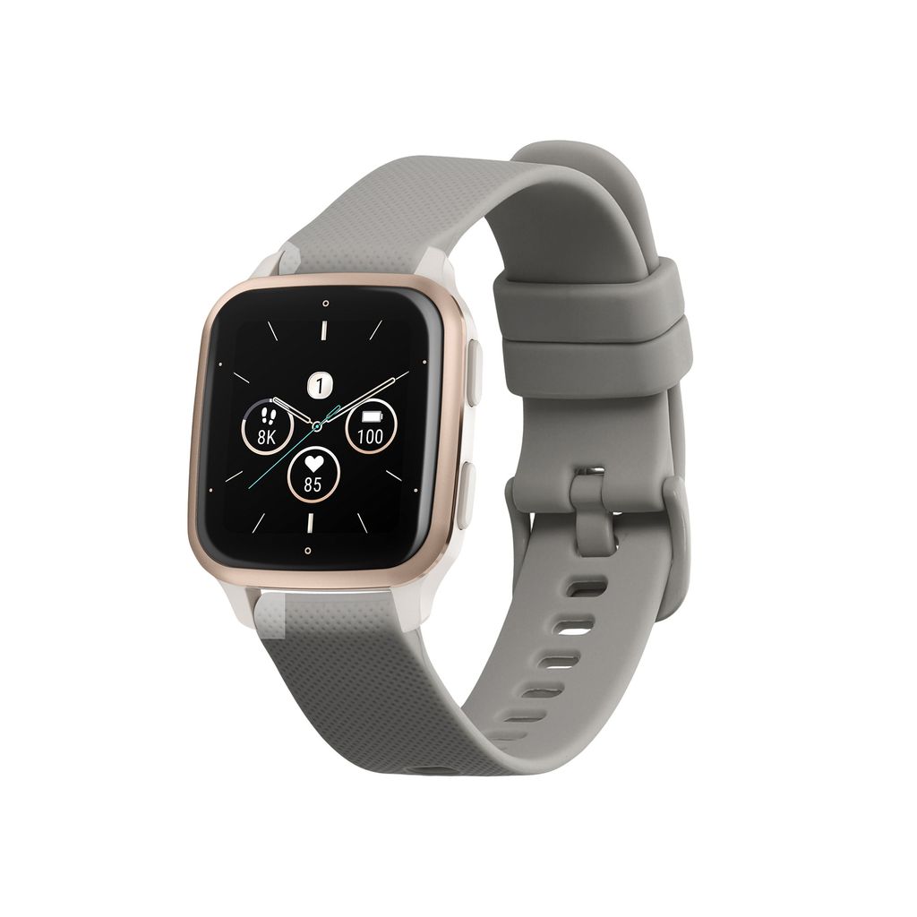 kwmobile Ersatzarmband kompatibel mit Garmin Venu Sq 2 Music / Sq 2 / Vivoactive 6 / Vivoactive 5 Armband - Fitnesstracker Band aus Silikon in Grau