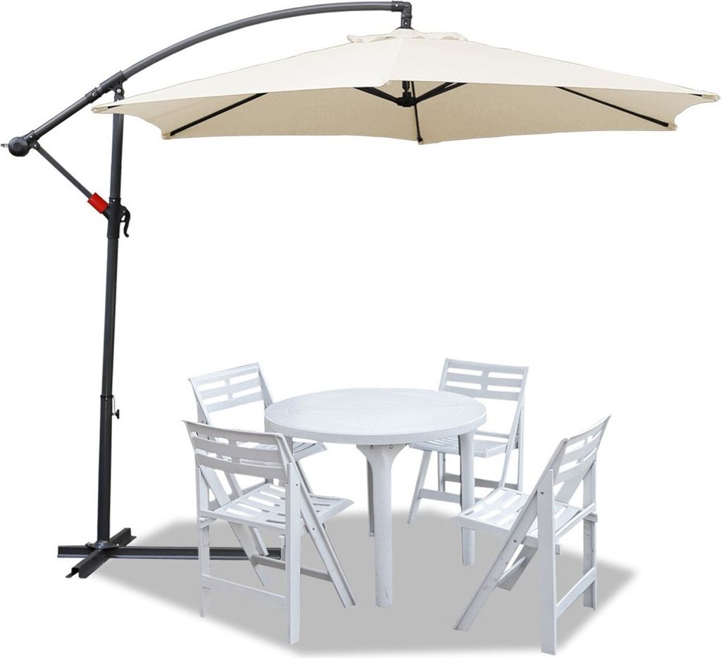 Aopunly Sonnenschirm Ampelschirm Garten Schirm Pavillon 350 cm - Beige