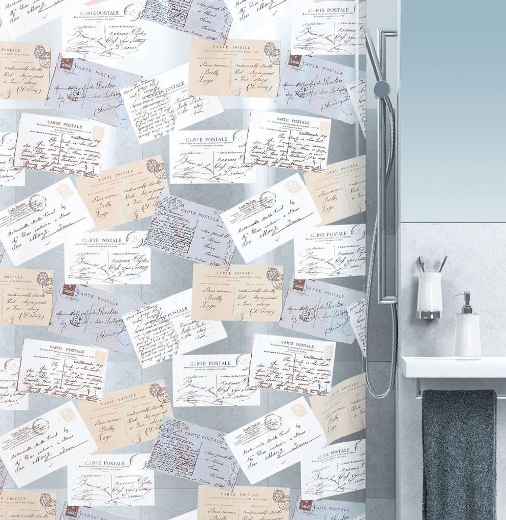 Spirella Duschvorhang Schrift, vers. Designs Farbe: Carta beige