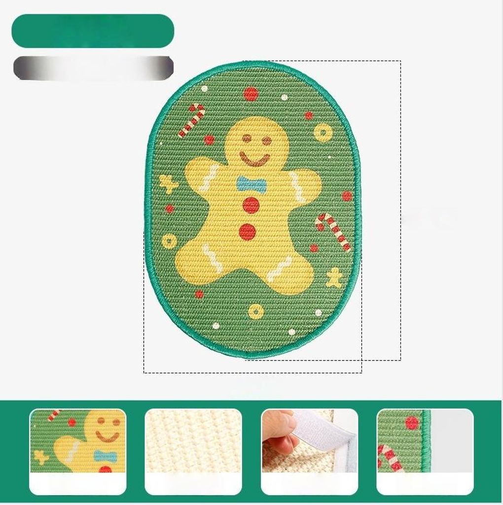 INF Weihnachtliche Sisal-Kratzmatte für Katzen – Lebkuchenmann Design