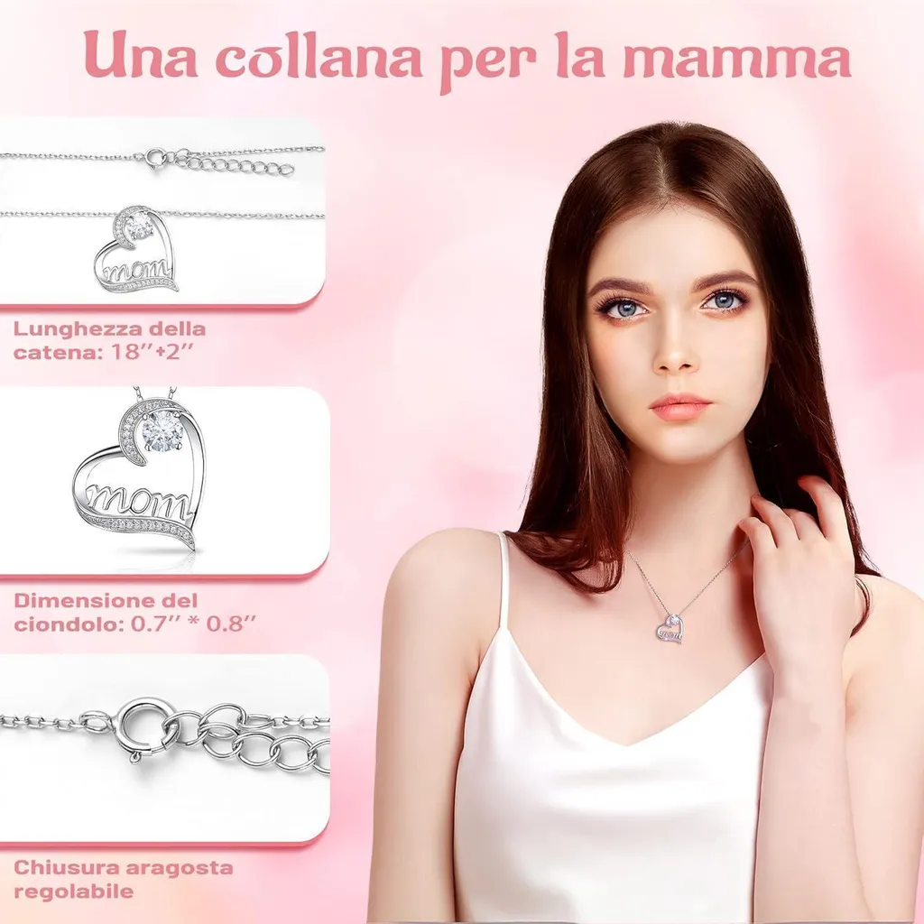 Idée Cadeau Durable : Collier Argent 925 Maman et Rose Rouge Éternelle - 8
