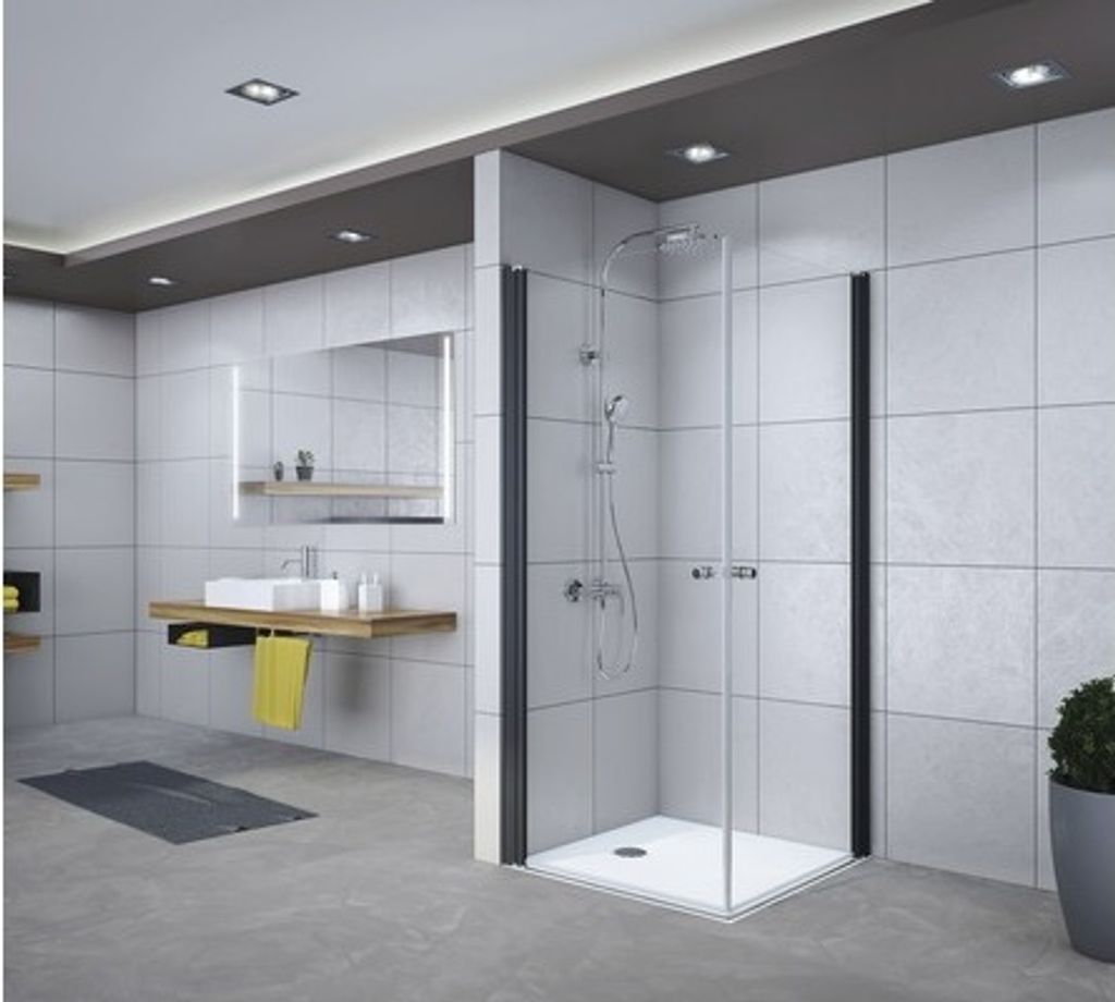 Eckeinstieg Drehtür Breuer Elana 6 80x80 cm Dekor Terrazzo Weiß Profilfarbe schwarz