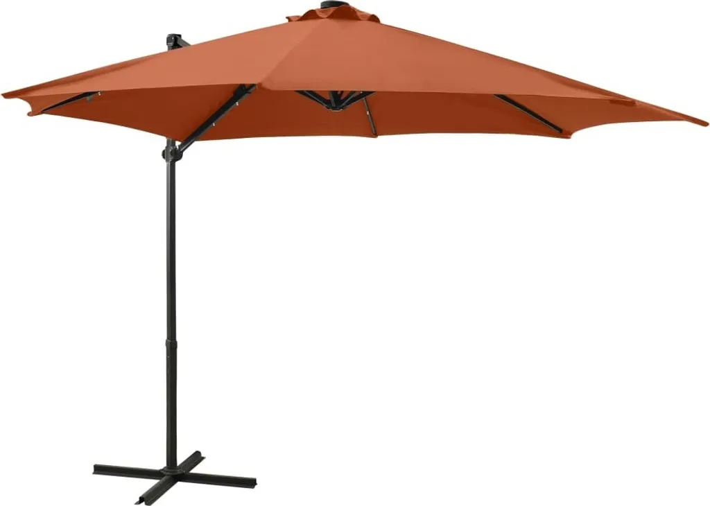 Parasol LED 300 cm Terracota stable et lumineux contre la chaleur
