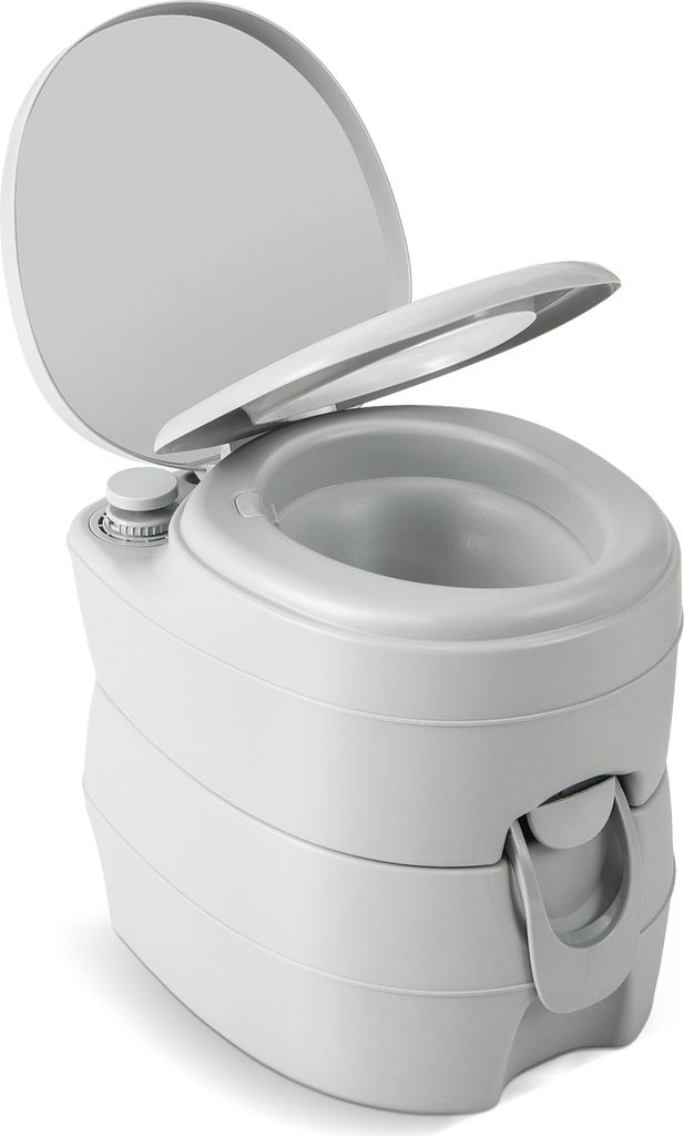 GOPLUS Tragbare Campingtoilette, Reisetoilette mit 20L Abwassertank, Spülpumpe, Tragkraft 150 kg, Mobile Toilette mit Griffen für Camping, Angeln...