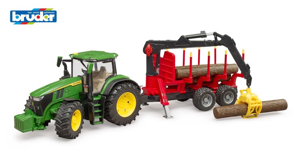 Farmer - traktor John Deere s lesnickým přívěsem a kládami Obrázek produktu 