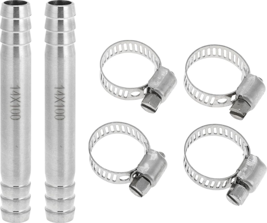 1 Satz Schlauchstutzen für Luft Wasser Öl Gas Kraftstoff 35/64" Schlauchstutzenverbinder 3,9" Länge Silberton 304 Edelstahl