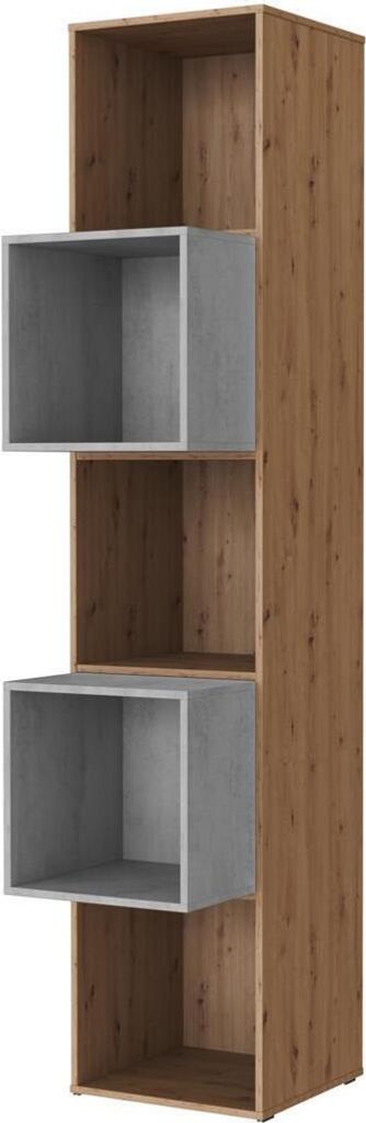 SMARTBett Standregal, Würfelregal für Wohnzimmer, Kinderzimmer, Schlafzimmer und Büro | Regal Wildeiche + 2 Würfel Beton