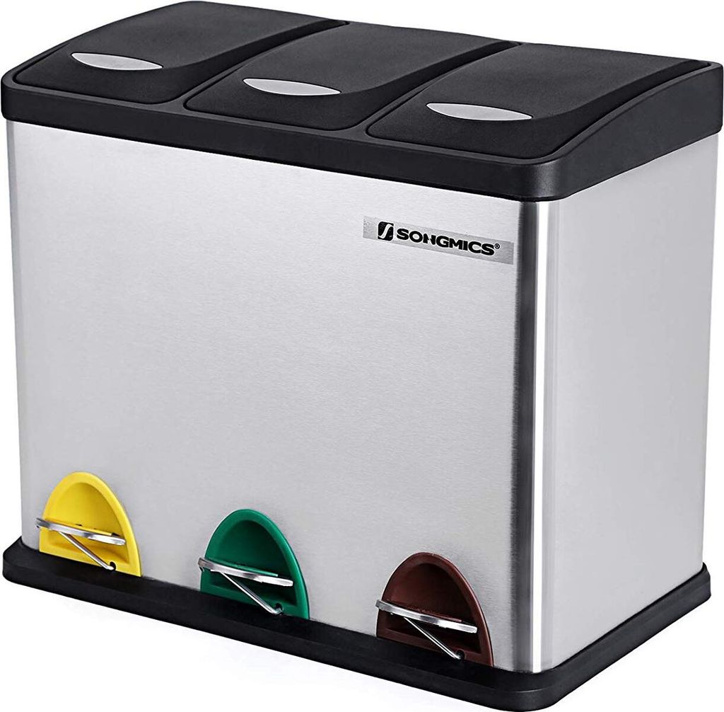 SONGMICS Mülltrenner 3 x 8,0 l edelstahl Produktbild 16