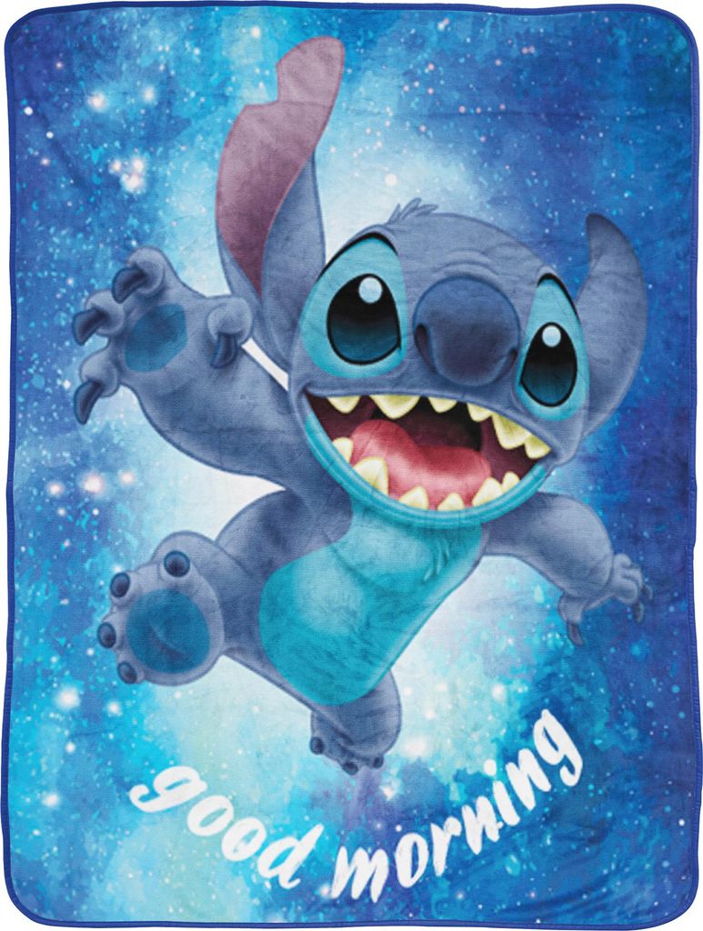 Stitch character from Lilo & Stitch on a blue, starry background.