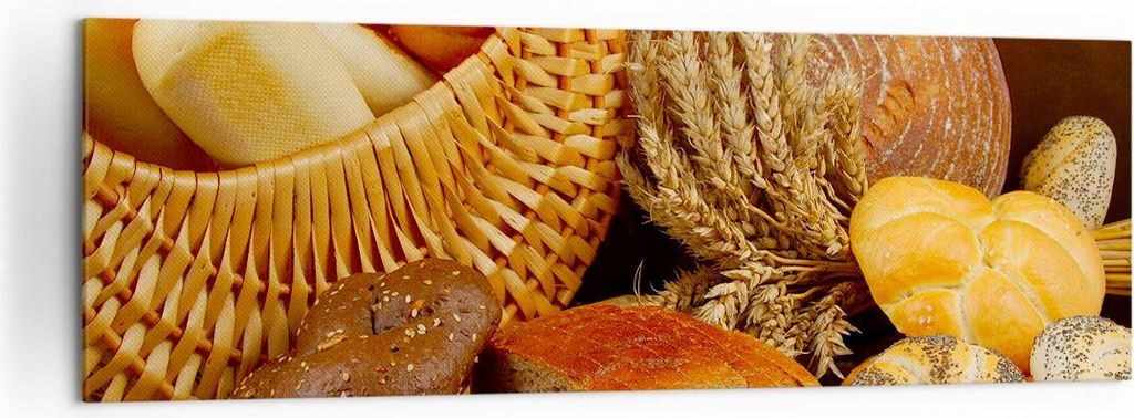 Bild auf Leinwand - Leinwandbild - Bäckerei Brot Essen - 160x50cm - Wand Bild - Wanddeko - Leinwanddruck - Bilder - Kunstdruck - Wanddekoration - ...