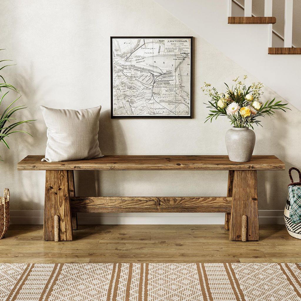 Banco in legno massello lungo 150 cm, ideale come banco Immagine del prodotto 