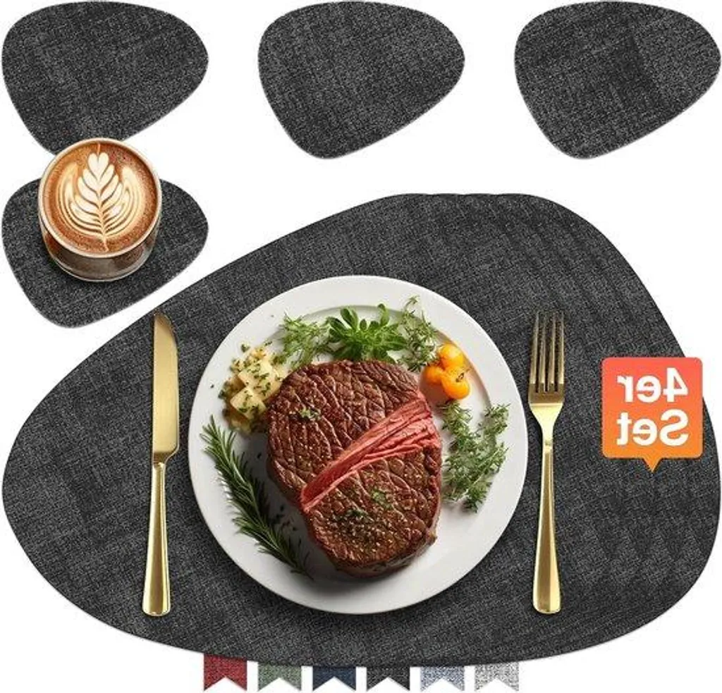 Dessous-de-plat noir lot de 4 aspect cuir : finies les taches sur la table