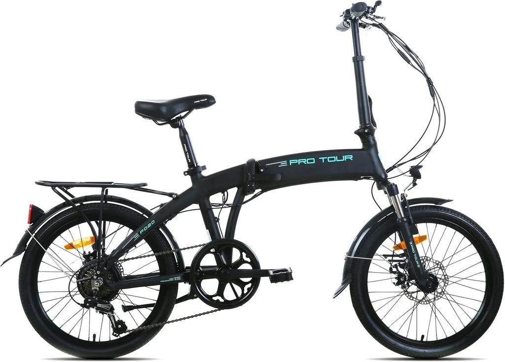 ZMH E-Bike Klappräder Schwarz 20 Zoll 7-Gang Shimano Alu-Rahmen leicht für Damen Herren