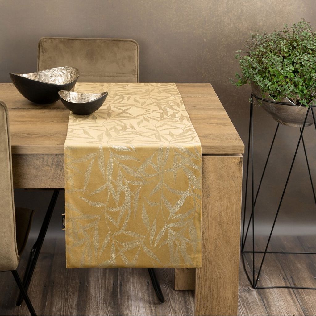Festliche Tischdecke Tischdekoration BLINK 15 honig 35x220 cm honig gelb VELVET