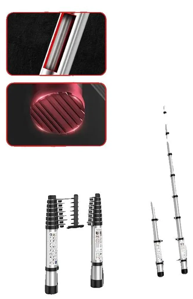 Échelle télescopique en acier inoxydable 2,6m - Modèle Compact Pro XL