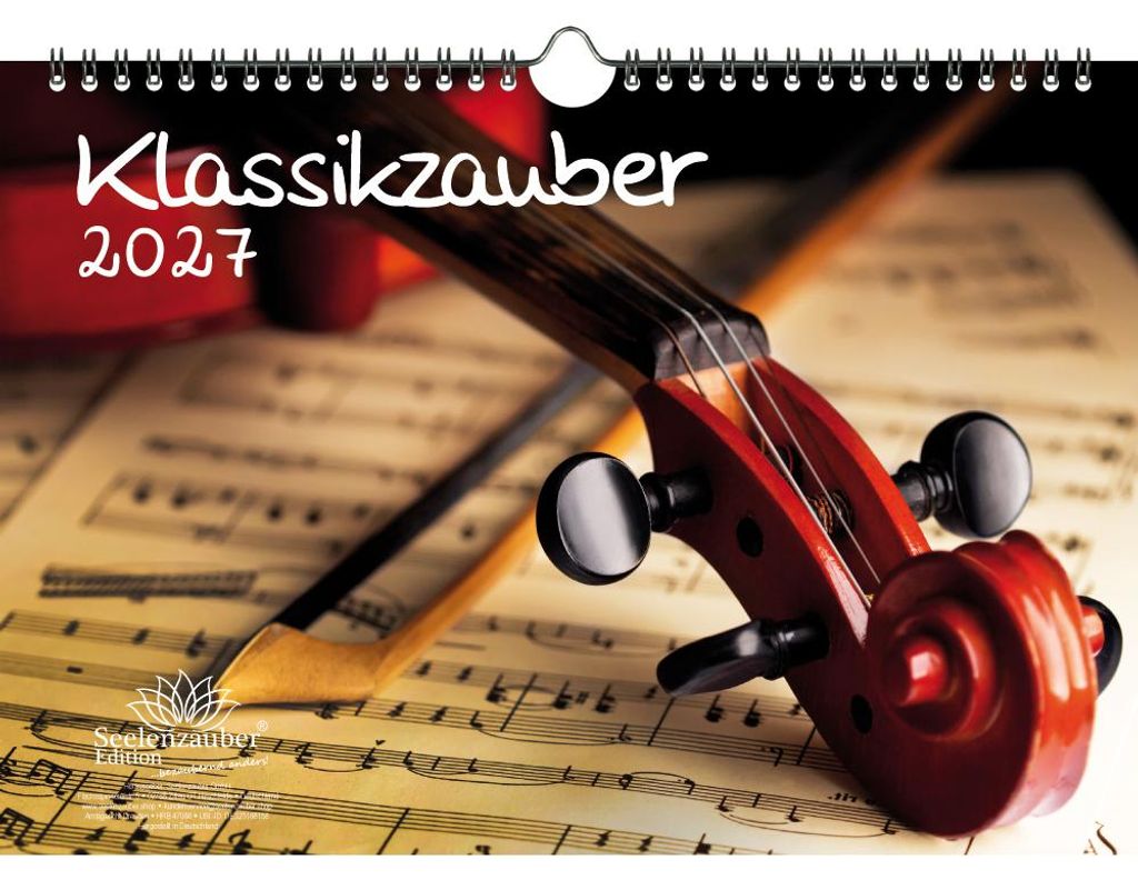 Klassikzauber DIN A4 Kalender für 2027 Klassik und Instrumente - Seelenzauber