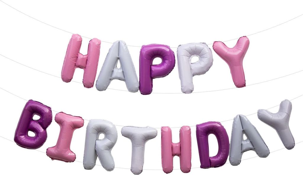 Oblique Unique Happy Birthday Folienballon Girlande im Produktbild 