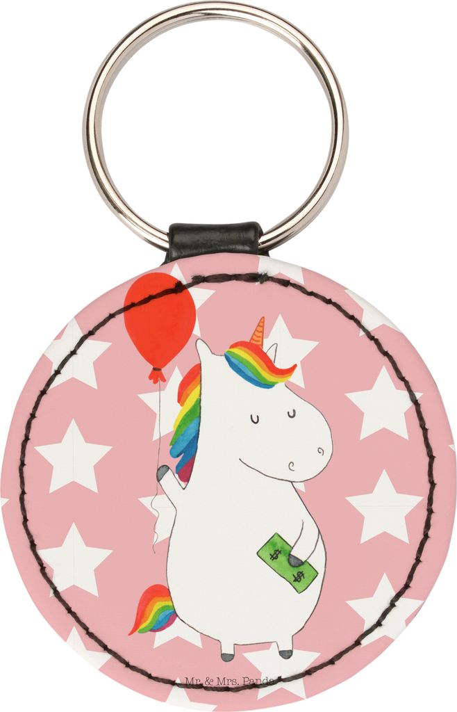 Mr. & Mrs. Panda Taschenanhänger Einhorn Luftballon - Rot Pastell - Geschenk, Deko, Freundin, anhänger schlüssel, Geld, Schlüsselanhänger, min...